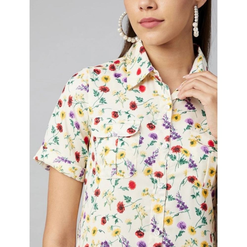Vaystra Polyester Floral Short Sleeve Above Knee Dress – Multicolor