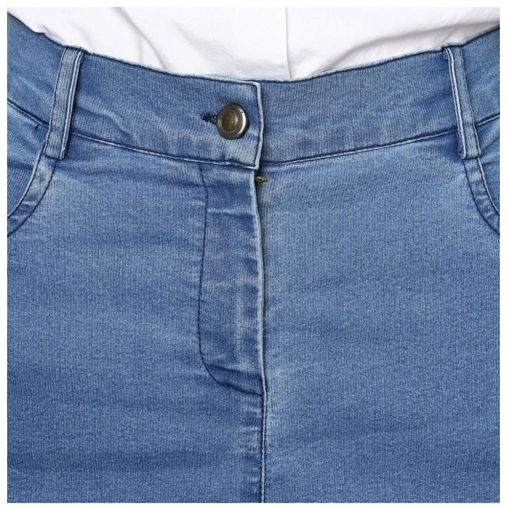 Vaystra Denim Washed Buttoned Skirt – Blue