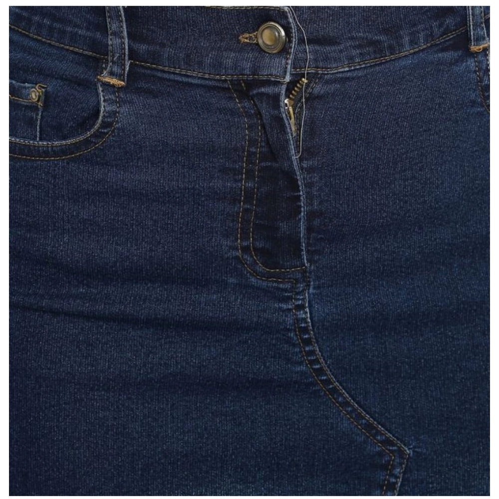 Vaystra Denim Stitching Pattern Buttoned Skirt – Blue