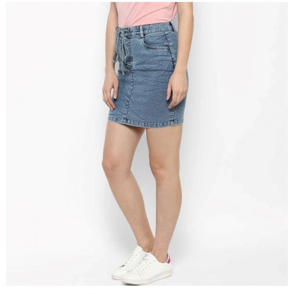 Vaystra Denim Draw String Buttoned Skirt – Blue