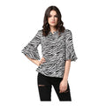 Vaystra Polyester Animal Print Bell Sleeve Top – Black & White