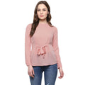 Vaystra Polyester Solid Long Sleeves Regular Top – Pink