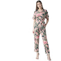 Vaystra Polyester Floral Half Sleeve Jumpsuit – Pink