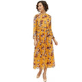 Vaystra Polyester Floral Long Sleeves Calf-length Dress – Multicolor