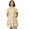 Vaystra Polyester Printed Flutter Above Knee Dress – Yellow & Orange