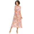 Vaystra Polyester Printed Long Sleeves Calf-length Dress – Multicolor