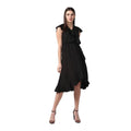 Vaystra Polyester Ruffled Cap Sleeve Knee-Length Dress – Black