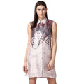 Vaystra Polyester Printed Sleeveless Above Knee Dress – Orange
