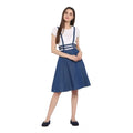Vaystra Denim Solid Shoulder Straps Below Knee Dress – Blue