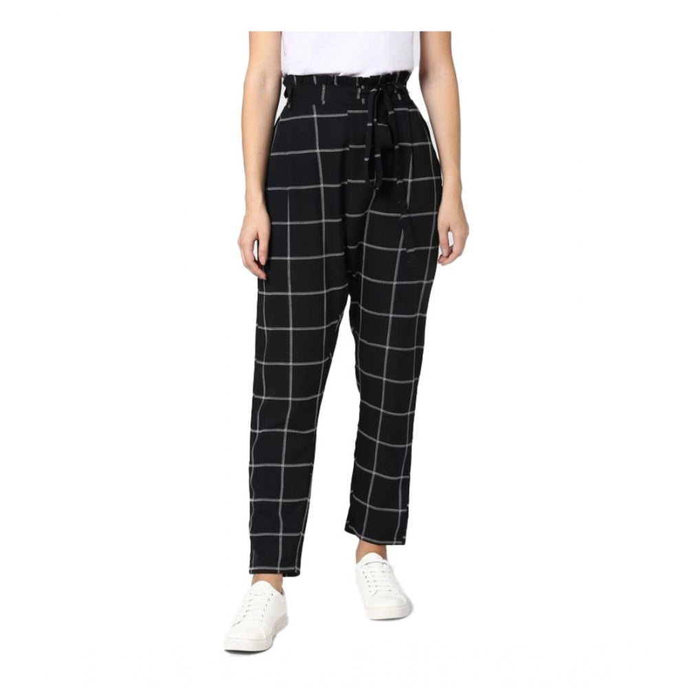 Vaystra Polyester Checkered Elasticated Trousers – Black & White