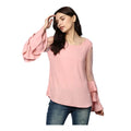 Vaystra Polyester Solid Tier Sleeve Top – Pink