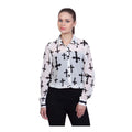 Vaystra Polyester Printed Long Sleeves Standard Length Shirt – White