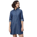 Vaystra Denim Solid Long Sleeves Above Knee Dress – Navy Blue