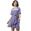 Vaystra Polyester Polka Bell Sleeve Above Knee Dress – Lavender