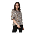 Vaystra Polyester Animal Print Bell Sleeve Top – Orange & Black