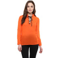 Vaystra Polyester Solid Long Sleeves Regular Top – Orange