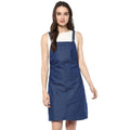 Vaystra Denim Solid Shoulder Straps Above Knee Dress – Blue