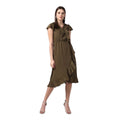 Vaystra Polyester Ruffled Cap Sleeve Knee-Length Dress – Olive