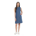 Vaystra Denim Solid Sleeveless Above Knee Dress – Blue