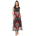 Vaystra Polyester Printed Sleeveless Dress – Red & Black