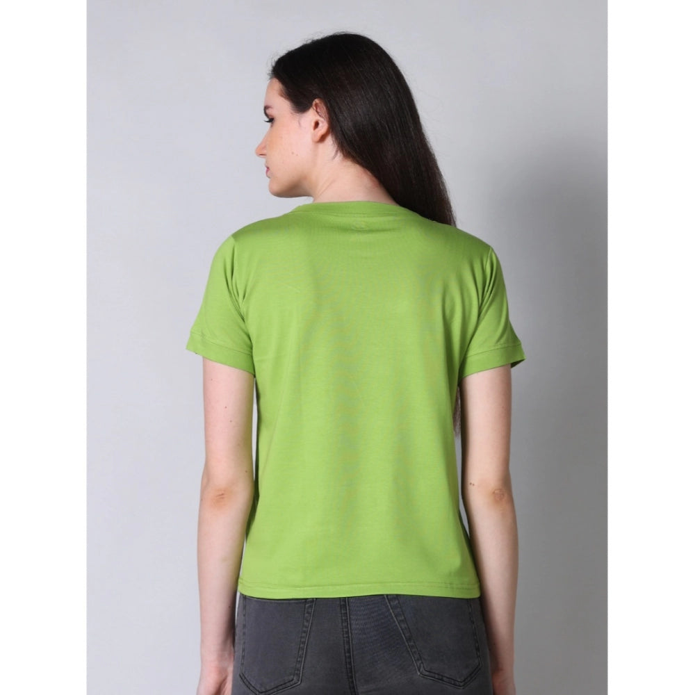 Vaystra Cotton Blended Solid Round Neck Half Sleeve T-Shirt – Green