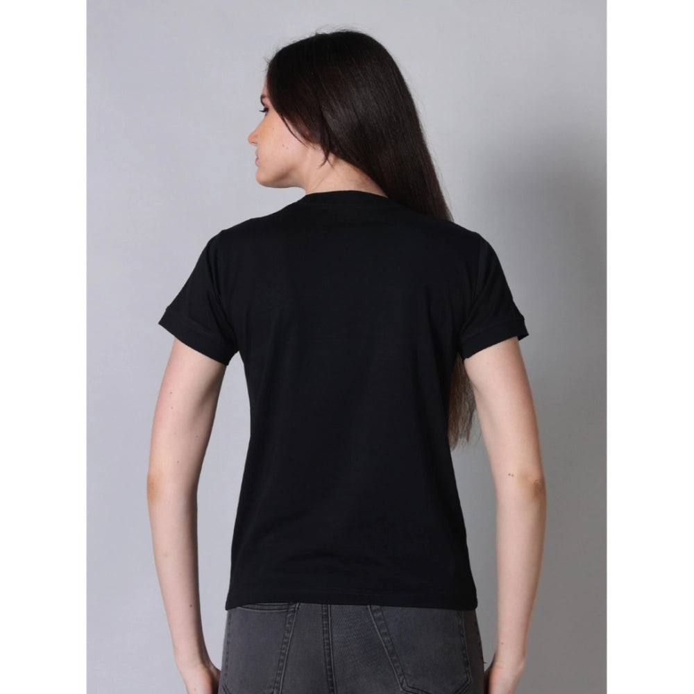Vaystra Cotton Blended Solid Round Neck Half Sleeve T-Shirt – Black