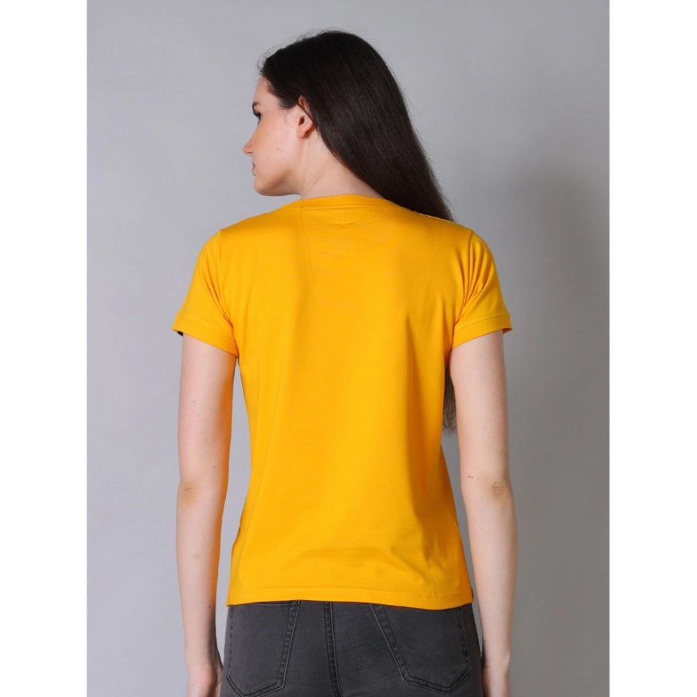Vaystra Cotton Blended Solid Round Neck Half Sleeve T-Shirt – Mustard