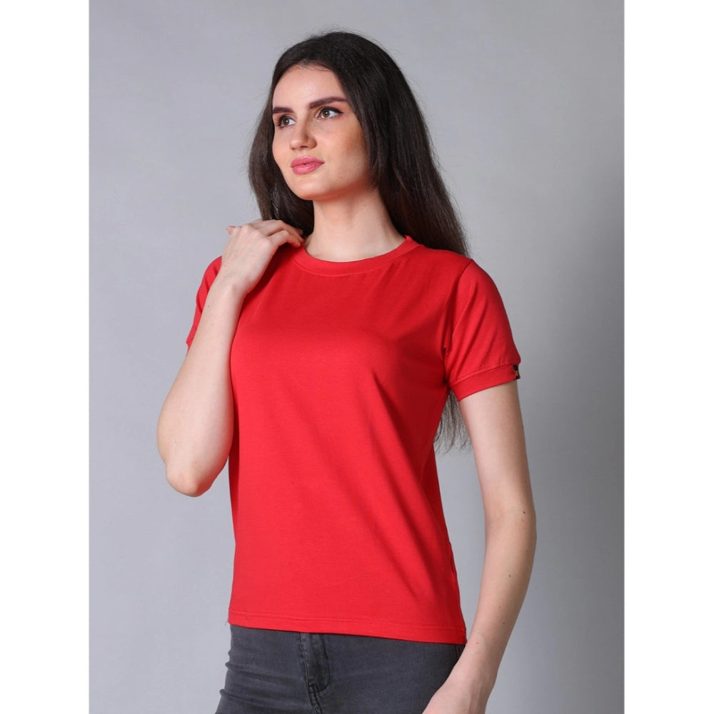 Vaystra Cotton Blended Solid Round Neck Half Sleeve T-Shirt – Red