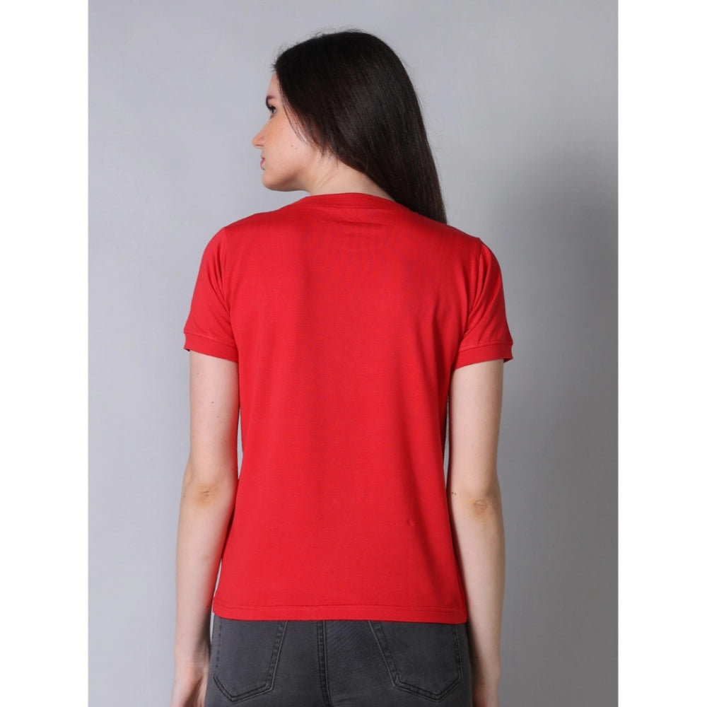 Vaystra Cotton Blended Solid Round Neck Half Sleeve T-Shirt – Red