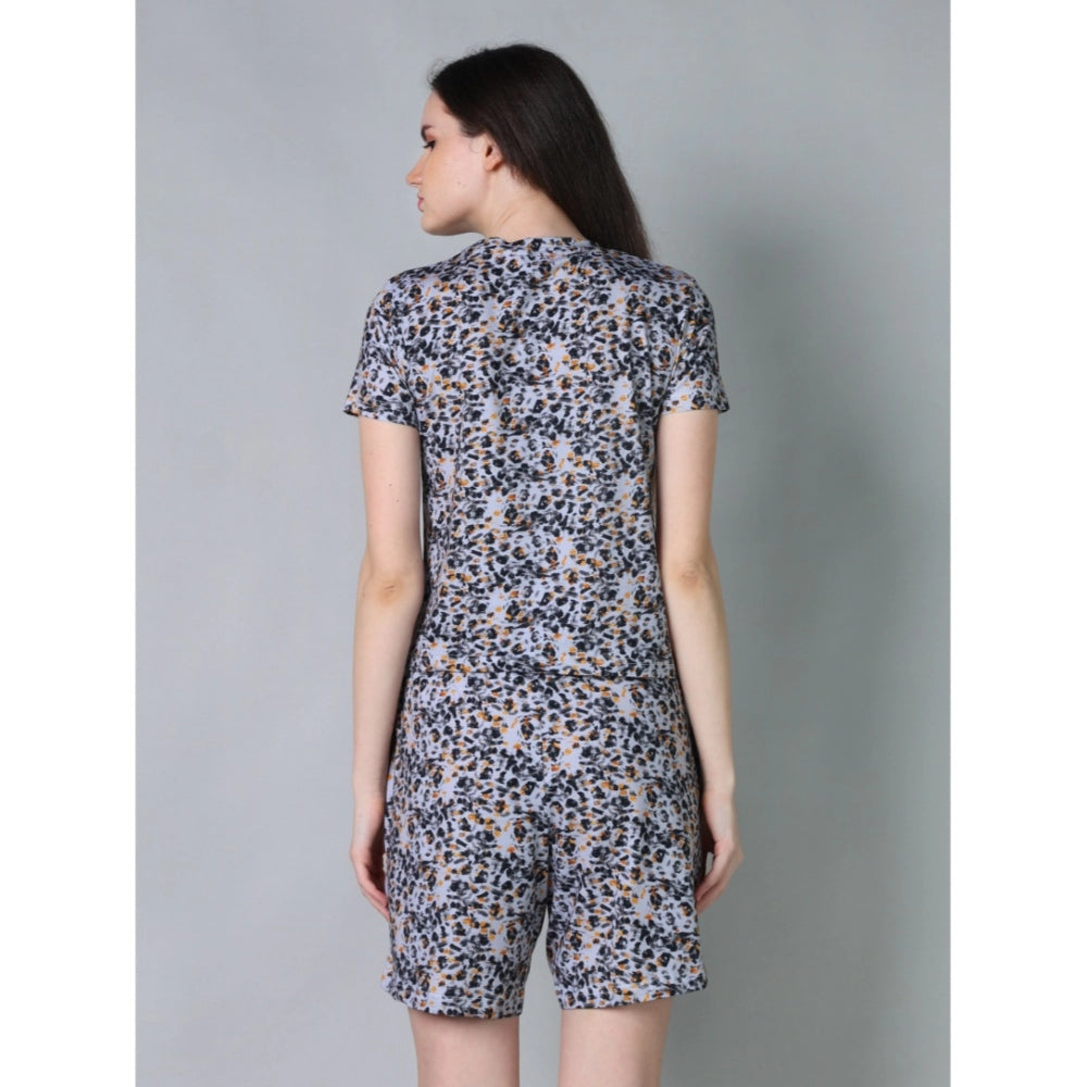 Vaystra Cotton Blended Printed Round Neck Half Sleeve Top - Shorts Set – Multicolor