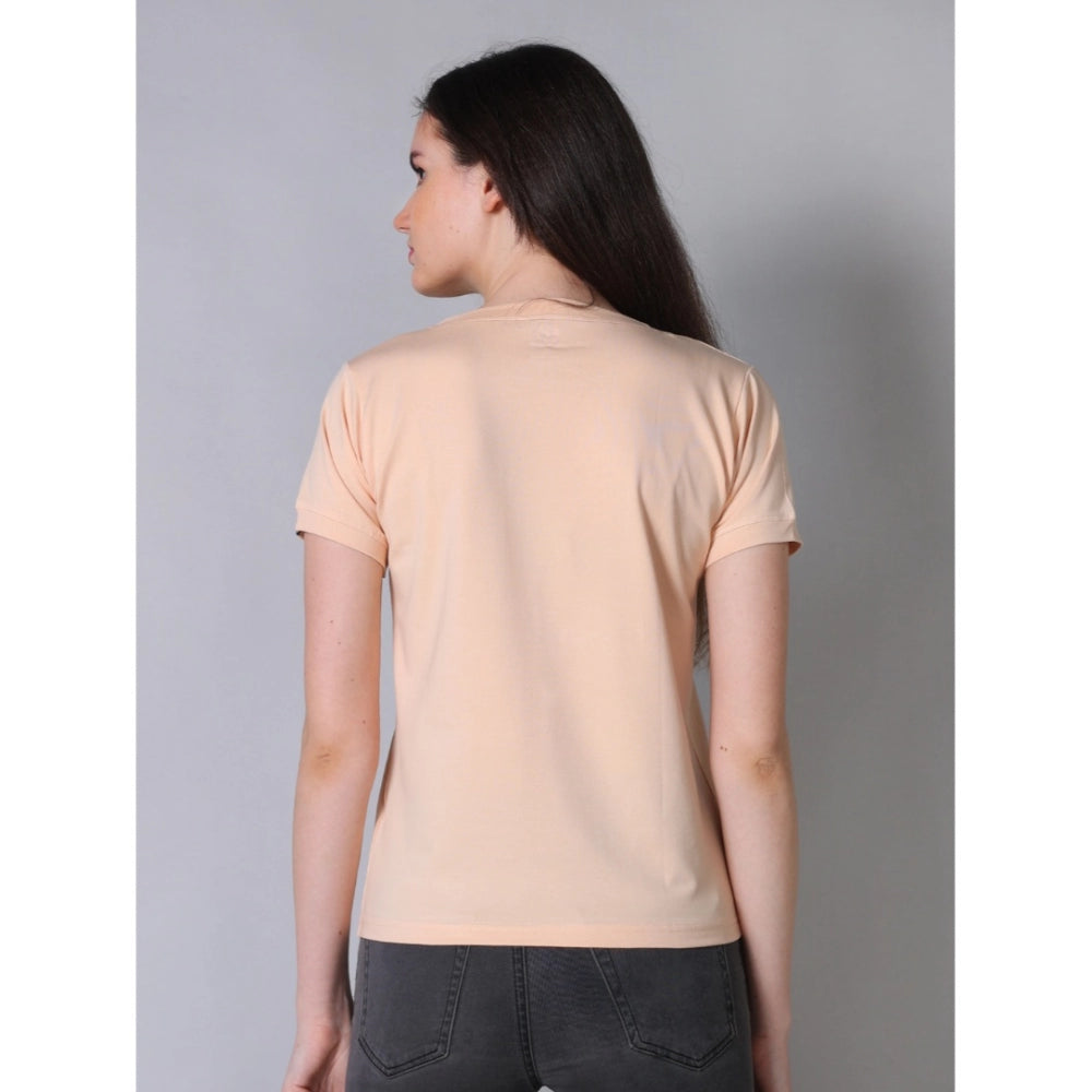 Vaystra Cotton Blended Solid Round Neck Half Sleeve T-Shirt – Peach