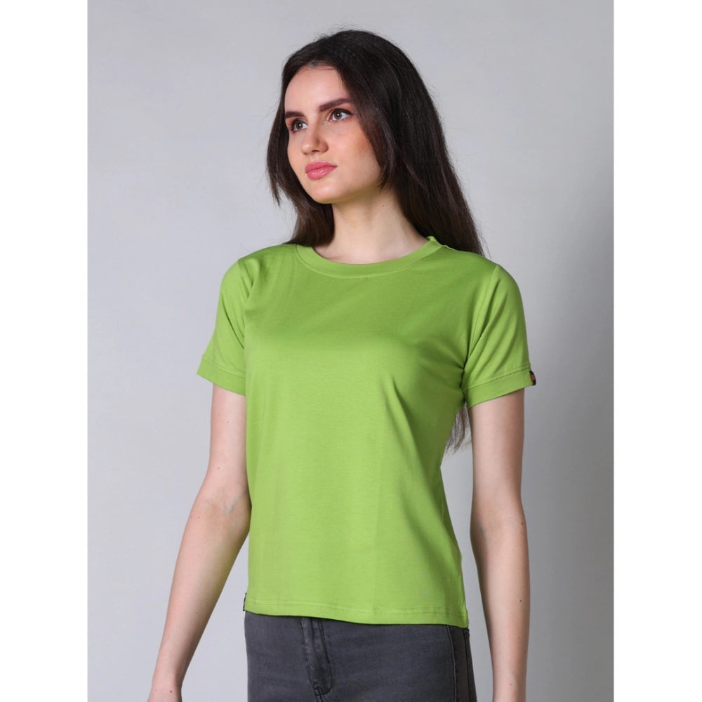Vaystra Cotton Blended Solid Round Neck Half Sleeve T-Shirt – Green