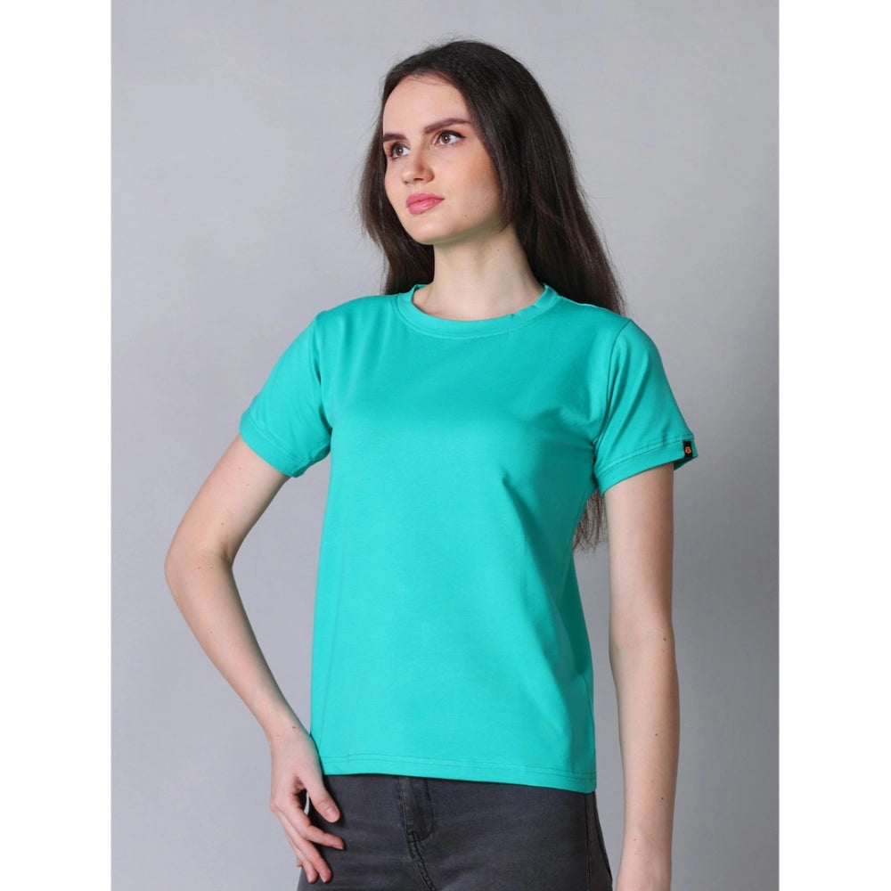 Vaystra Cotton Blended Solid Round Neck Half Sleeve T-Shirt – Green