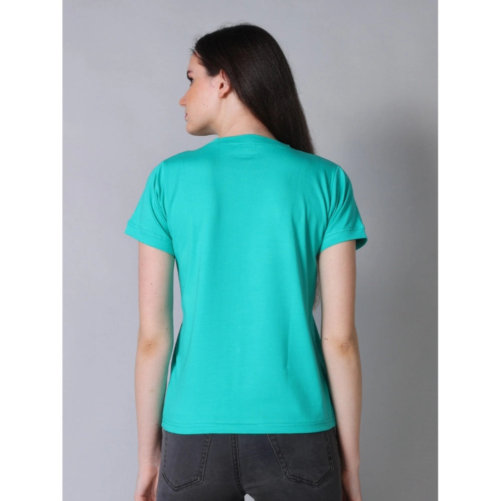 Vaystra Cotton Blended Solid Round Neck Half Sleeve T-Shirt – Green