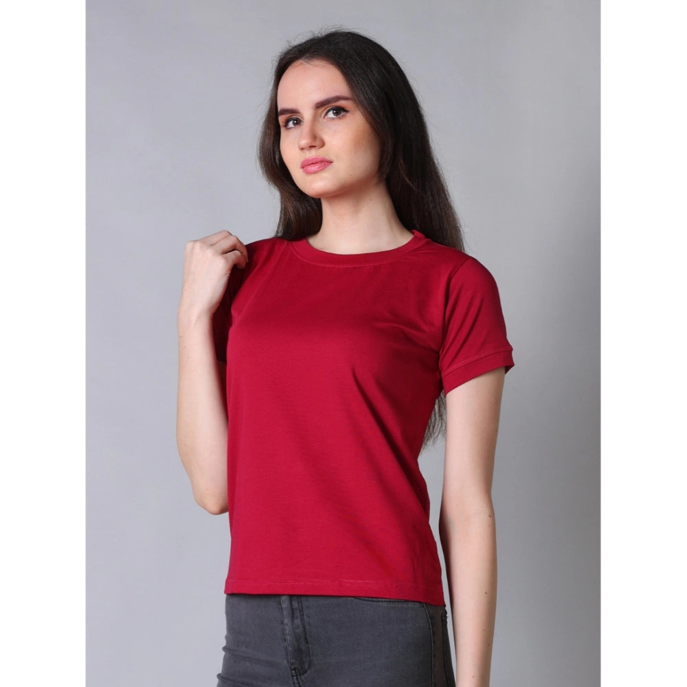 Vaystra Cotton Blended Solid Round Neck Half Sleeve T-Shirt – Maroon