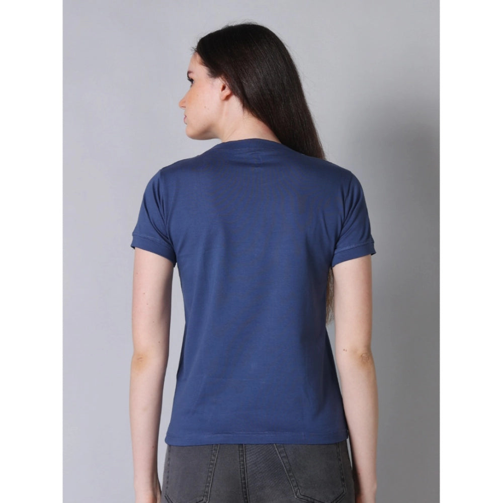 Vaystra Cotton Blended Solid Round Neck Half Sleeve T-Shirt – Blue