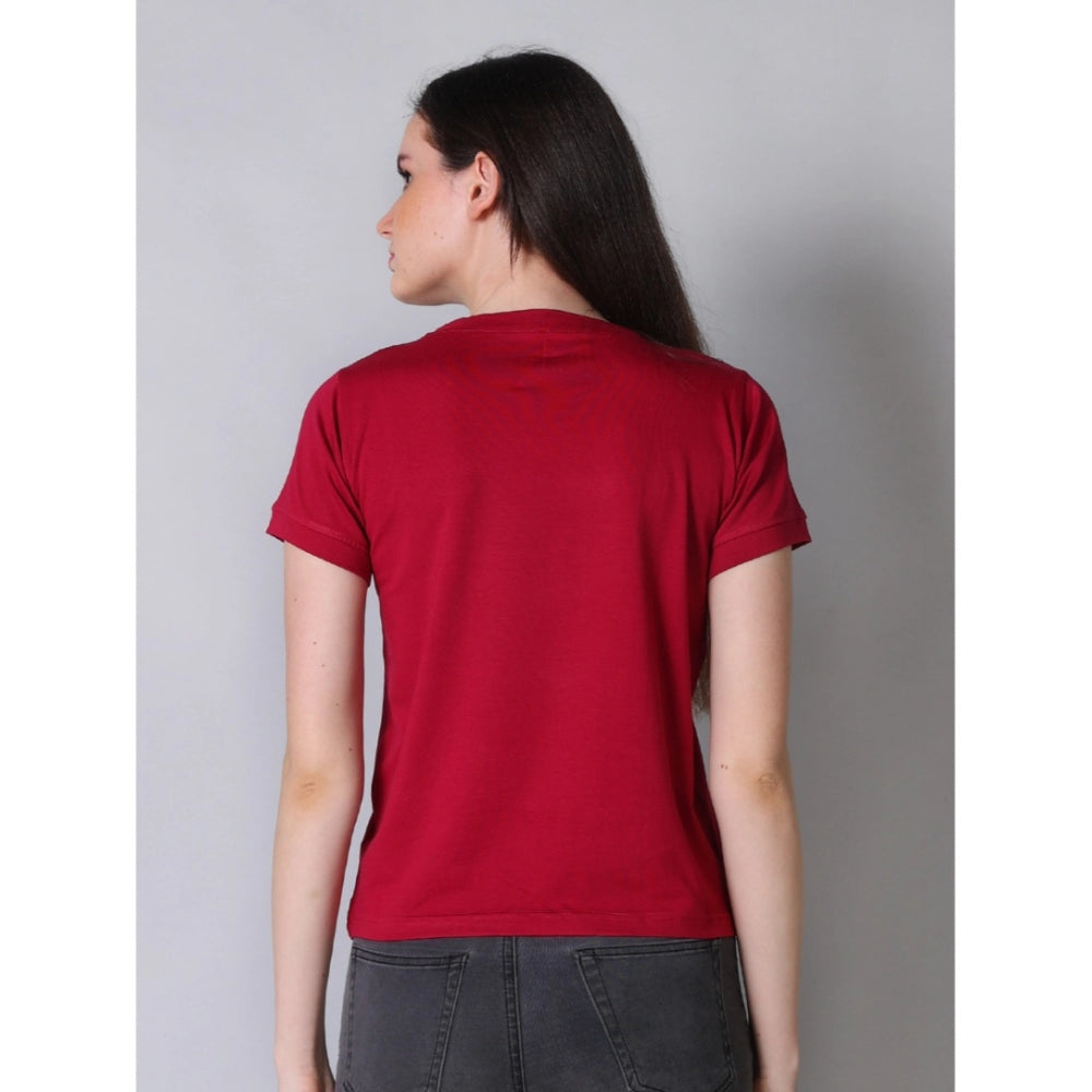 Vaystra Cotton Blended Solid Round Neck Half Sleeve T-Shirt – Maroon