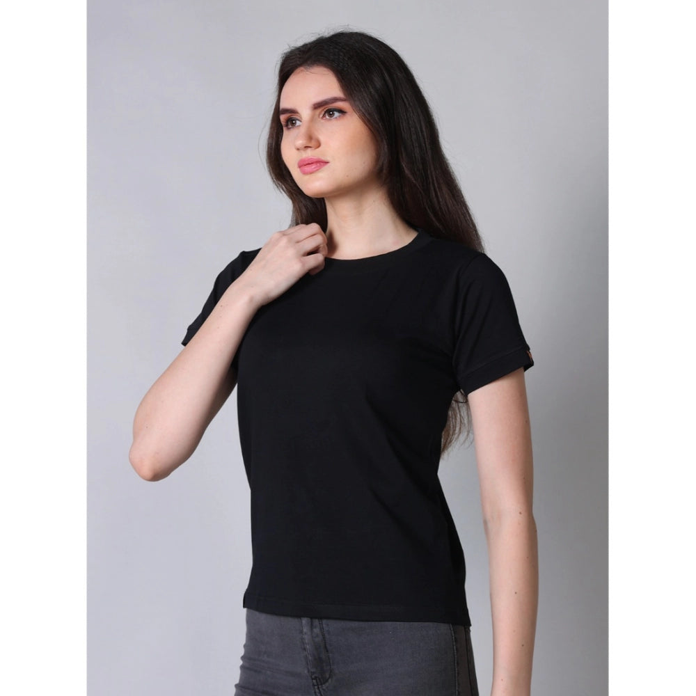 Vaystra Cotton Blended Solid Round Neck Half Sleeve T-Shirt – Black