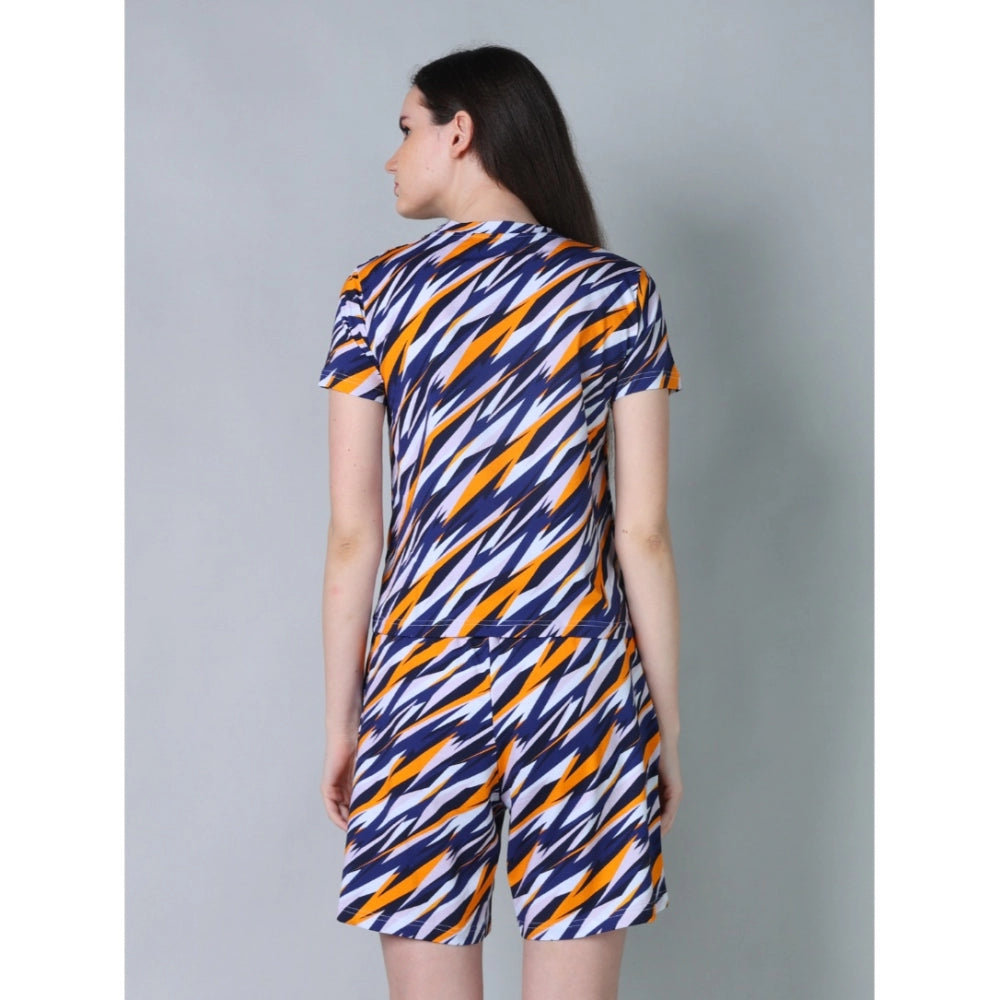 Vaystra Cotton Blended Printed Round Neck Half Sleeve Top - Shorts Set – Yellow