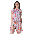 Vaystra Cotton Blended Printed Round Neck Half Sleeve Top - Shorts Set – Red