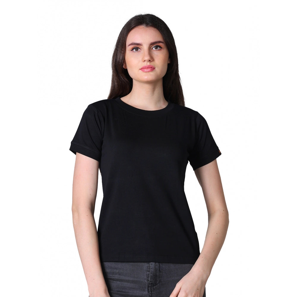 Vaystra Cotton Blended Solid Round Neck Half Sleeve T-Shirt – Black