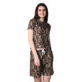 Vaystra Cotton Blended Printed Round Neck Half Sleeve Top - Shorts Set – Brown