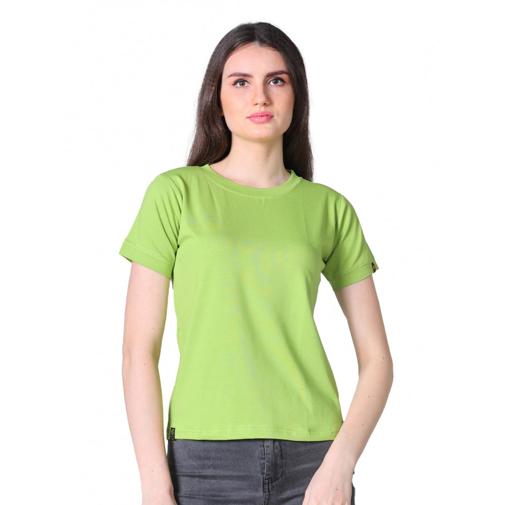 Vaystra Cotton Blended Solid Round Neck Half Sleeve T-Shirt – Green