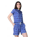 Vaystra Cotton Blended Printed Round Neck Half Sleeve Top - Shorts Set – Blue