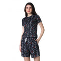 Vaystra Cotton Blended Printed Round Neck Half Sleeve Top - Shorts Set – Black