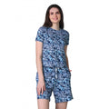 Vaystra Cotton Blended Printed Round Neck Half Sleeve Top - Shorts Set – White-Blue