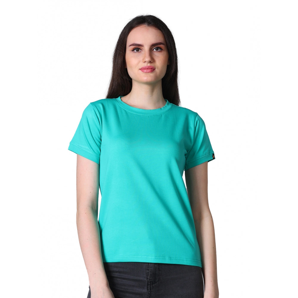 Vaystra Cotton Blended Solid Round Neck Half Sleeve T-Shirt – Green