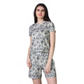 Vaystra Cotton Blended Printed Round Neck Half Sleeve Top - Shorts Set – Grey