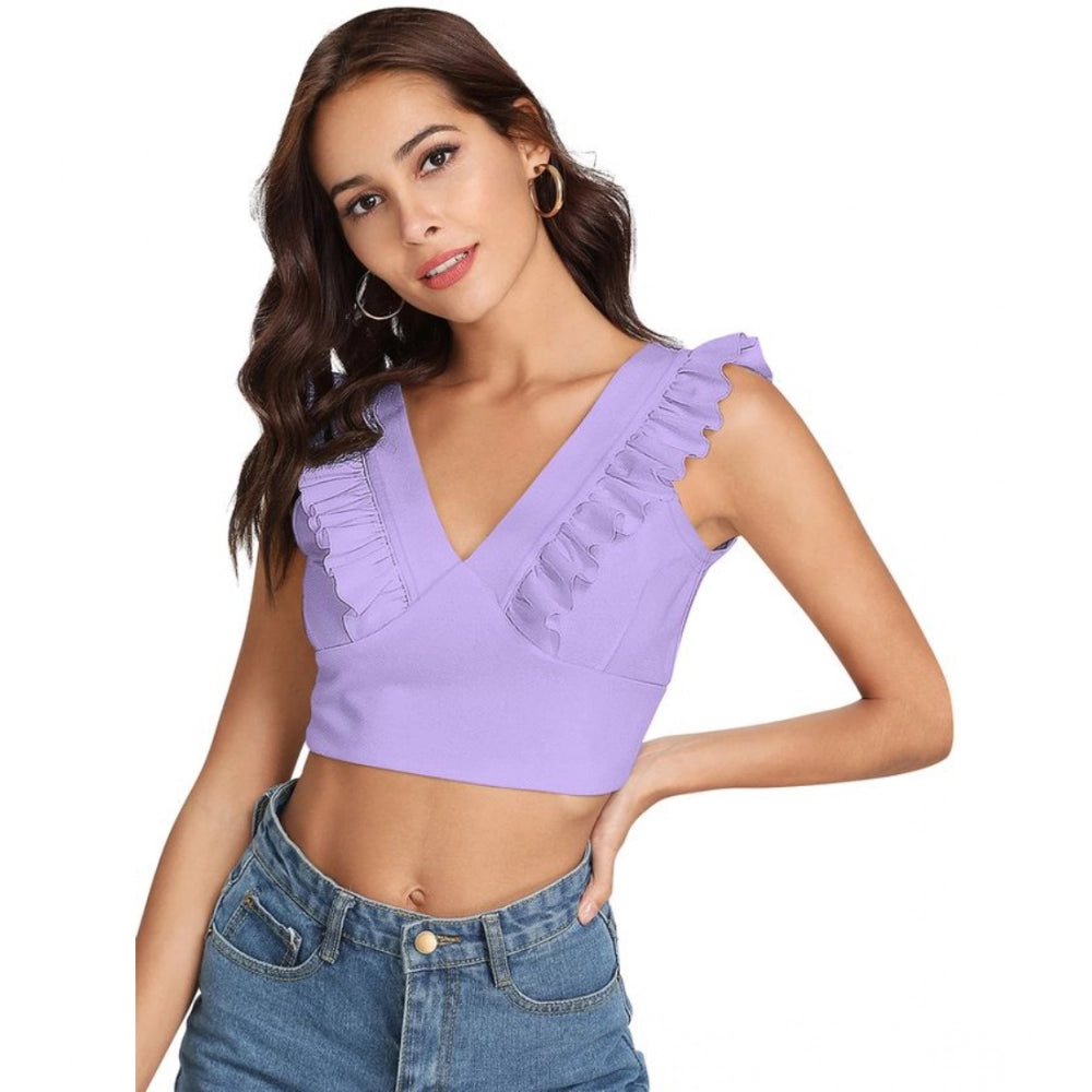 Vaystra Polyester Solid Sleeveless Shoulder Straps Top – Purple