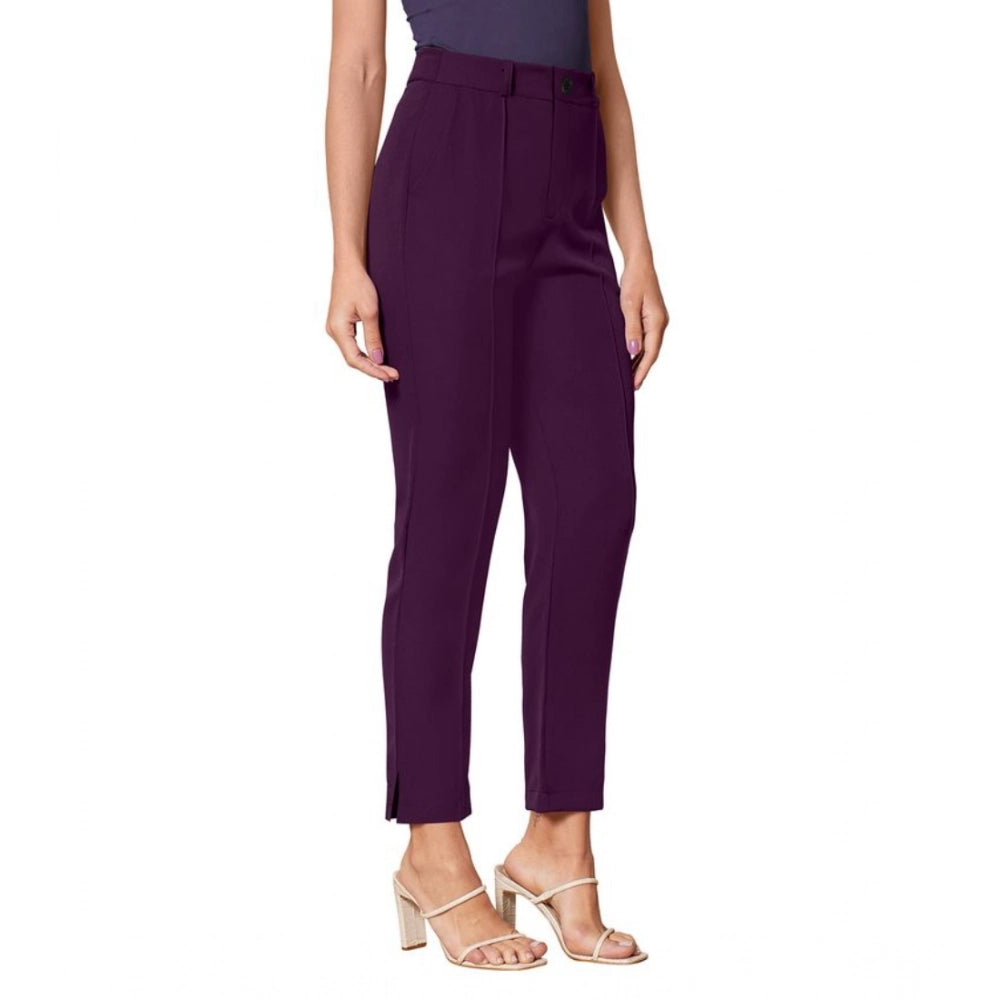 Vaystra Polyester Solid With Pocket Pant – Wine